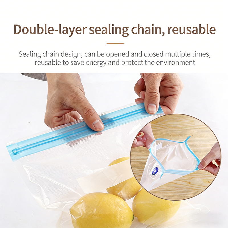 Meal Prep Ziplock - Yeni Yeniden Kullanılabilir Vakumlu Kilitli Poşetler,